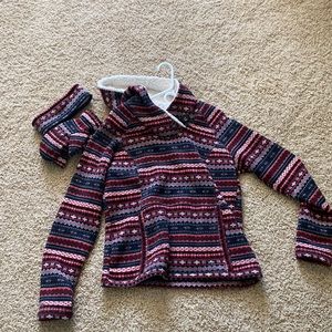 NWOT winter pullover with headband and mittens
